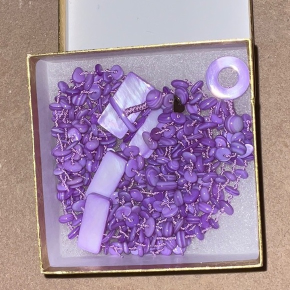 Artisan Made Y Style Multi Strand Dyed Purple Shell Necklace Toggle Close - Picture 13 of 13